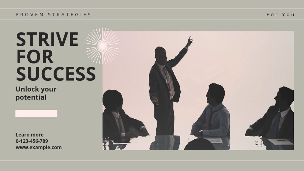 Strive for success blog banner template, editable text