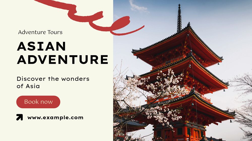 Asian adventure blog banner template, editable text