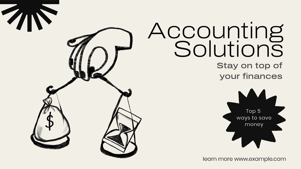 Accounting solutions blog banner template, editable text