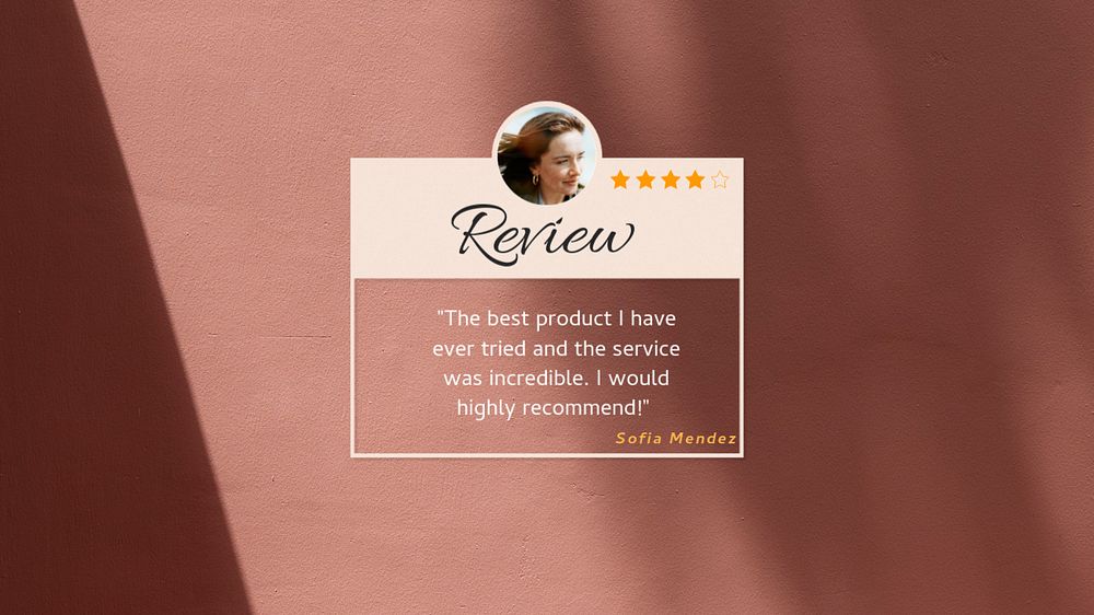 Customer review  blog banner template, editable text