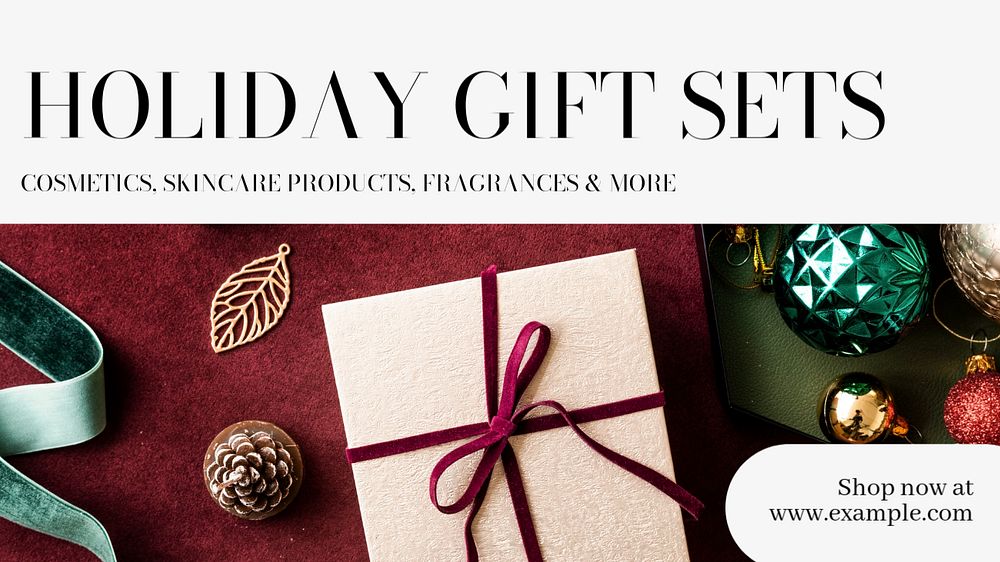 Holiday gift blog banner template, editable text