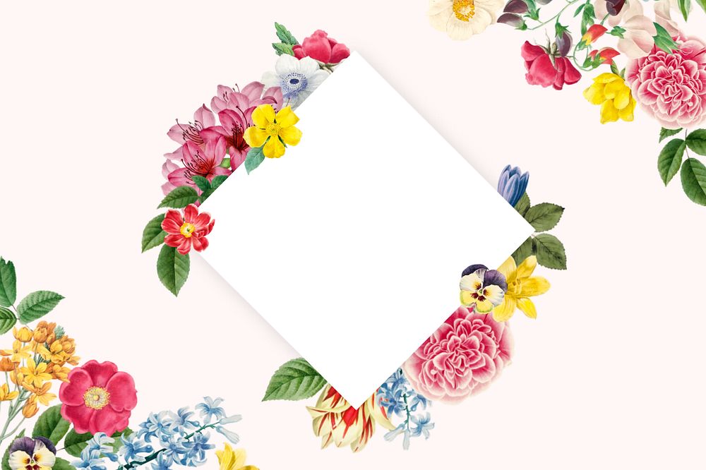 Botanical square frame, editable flower illustration design