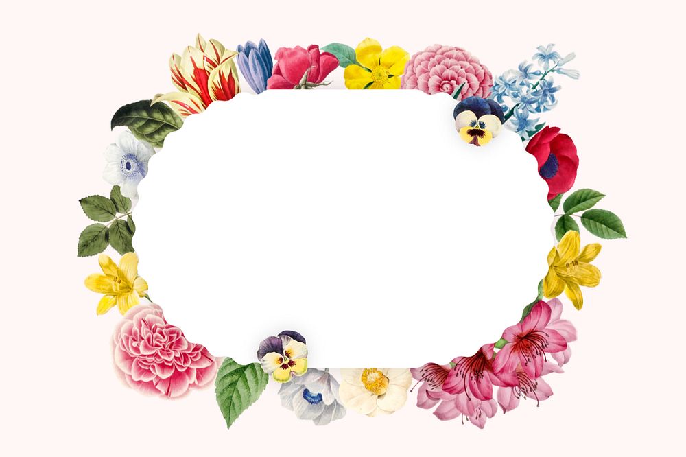 Botanical oval frame, editable flower illustration