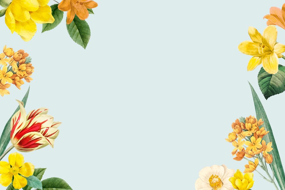 Editable yellow flower border background, botanical design