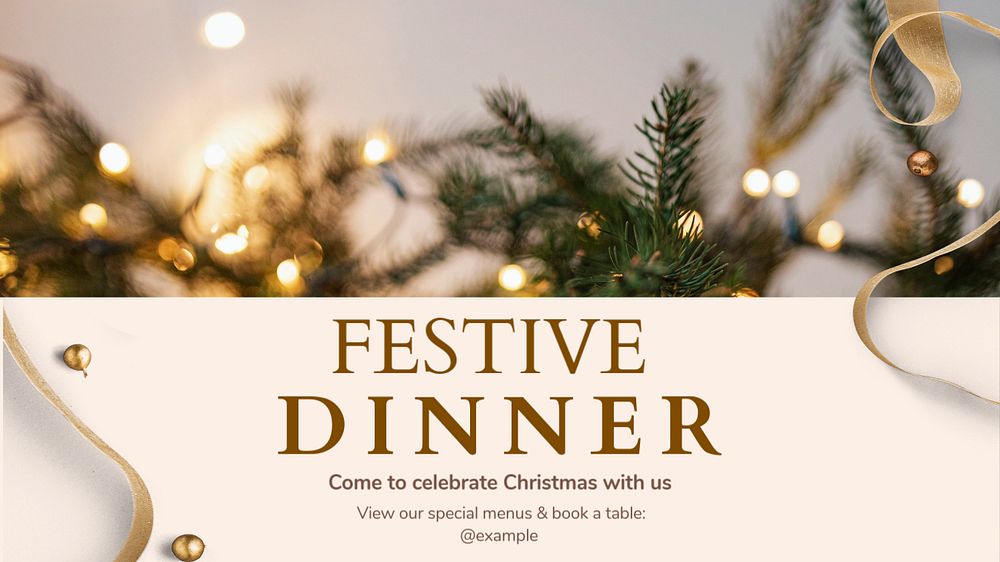 Christmas dinner blog banner template, editable text