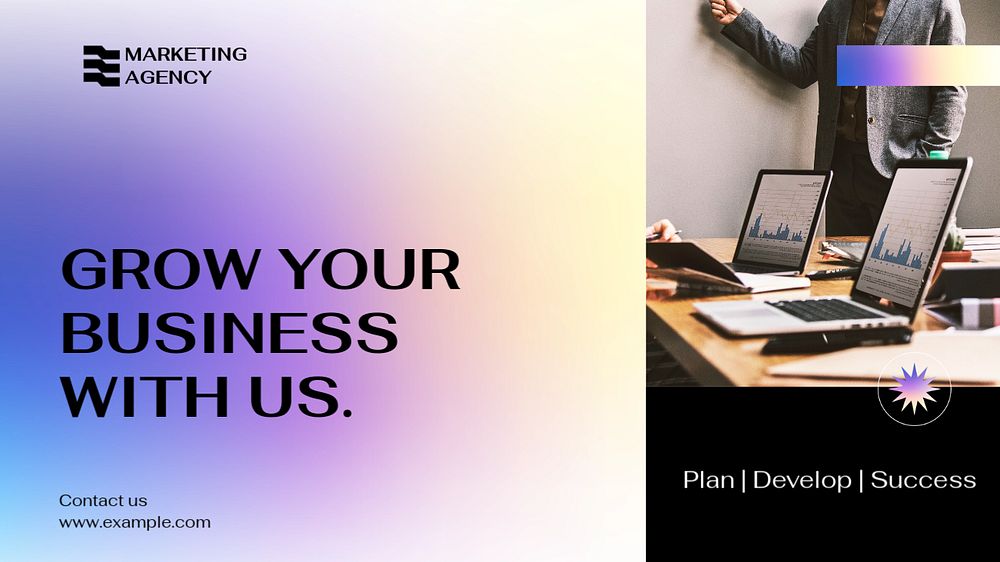 Business consultation blog banner template, editable text