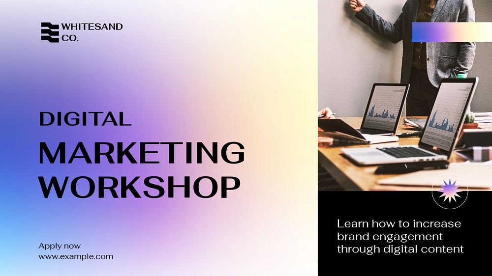 Digital marketing workshop blog banner template, editable text