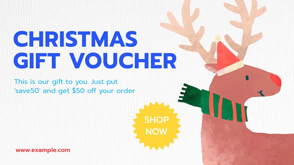 Christmas gift voucher blog banner template, editable text