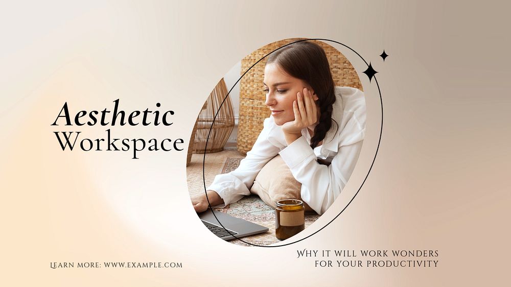 Aesthetic workspace blog banner template, editable text