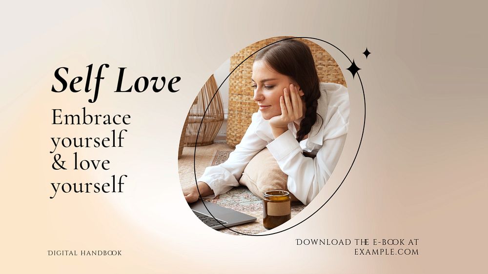 Self love ebook blog banner template, editable text