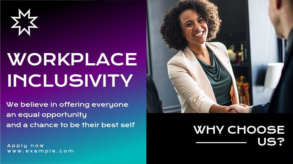 Workplace inclusivity blog banner template, editable text