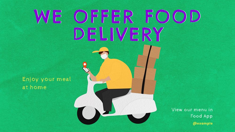 Food delivery blog banner template, editable text