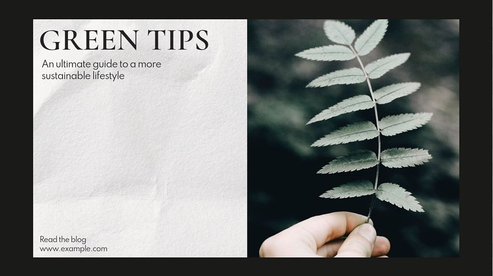 Green tips blog banner template, editable text