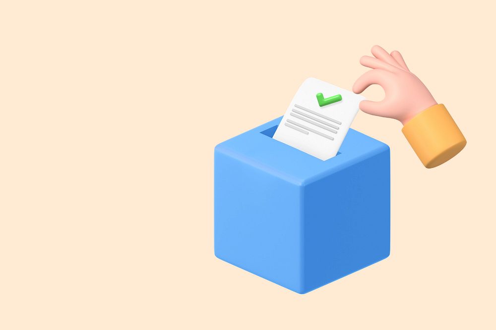 Election voting box background, 3D editable illustration