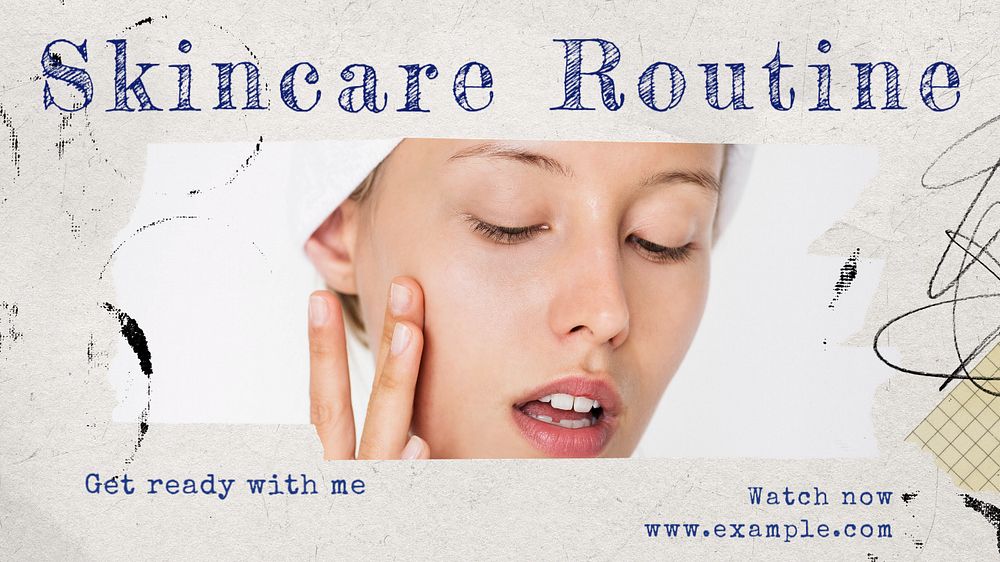 Skincare routine blog banner template, editable text