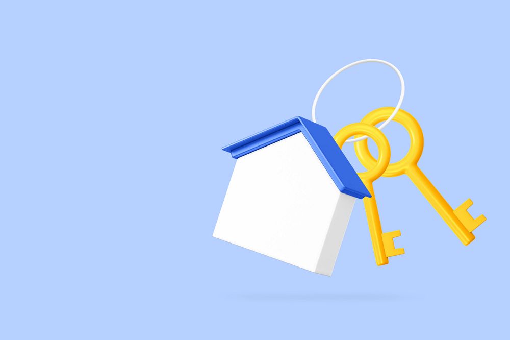 House key background, 3D real estate editable illustration