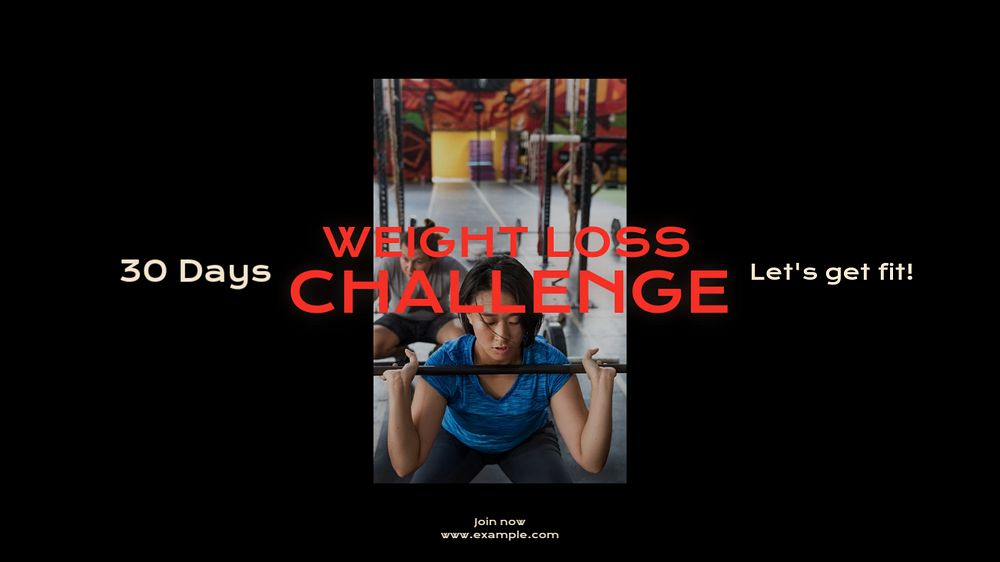 Weight loss challenge  blog banner template, editable text