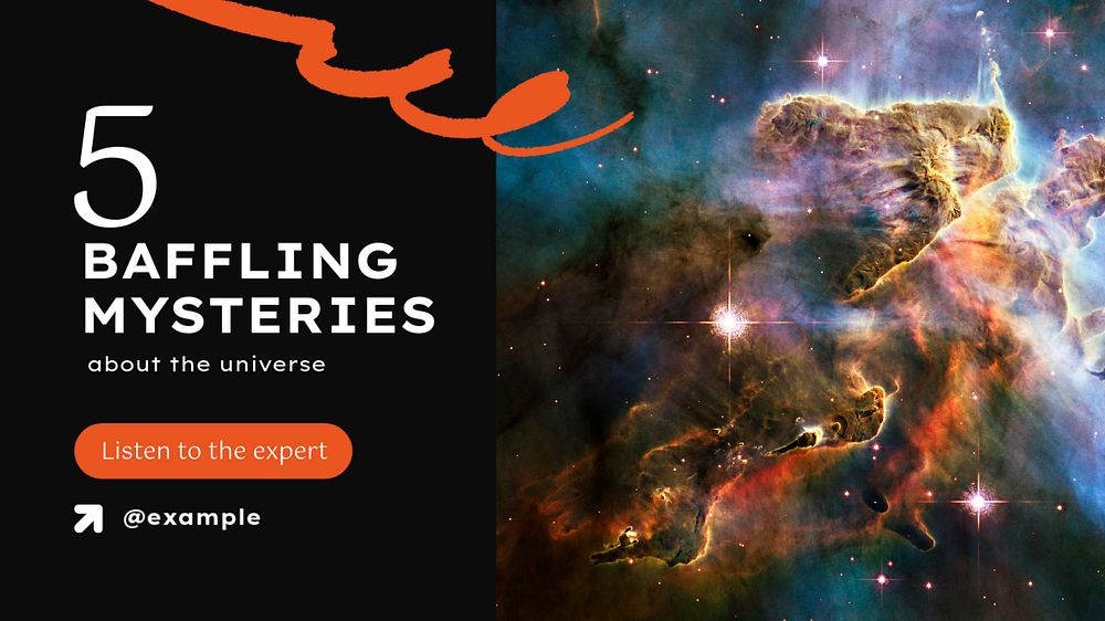 Baffling universe mysteries blog banner template, editable text