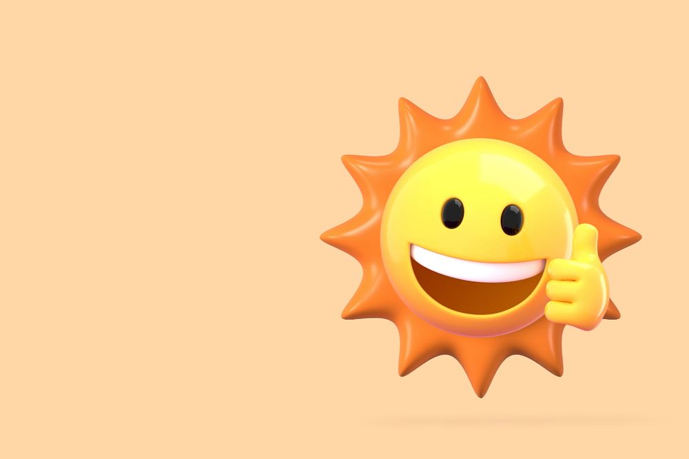 3D smiling sun, weather editable illustration