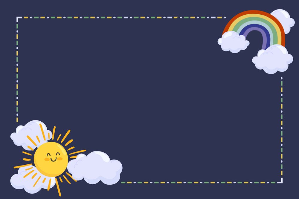 Sunny rainbow  border frame background editable design