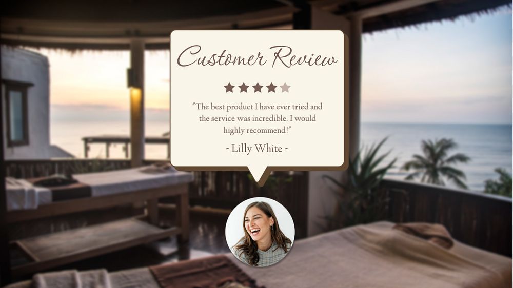 Hotel review blog banner template, editable text