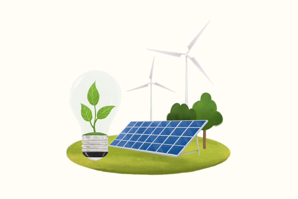 Clean energy environment aesthetic illustration background, editable design