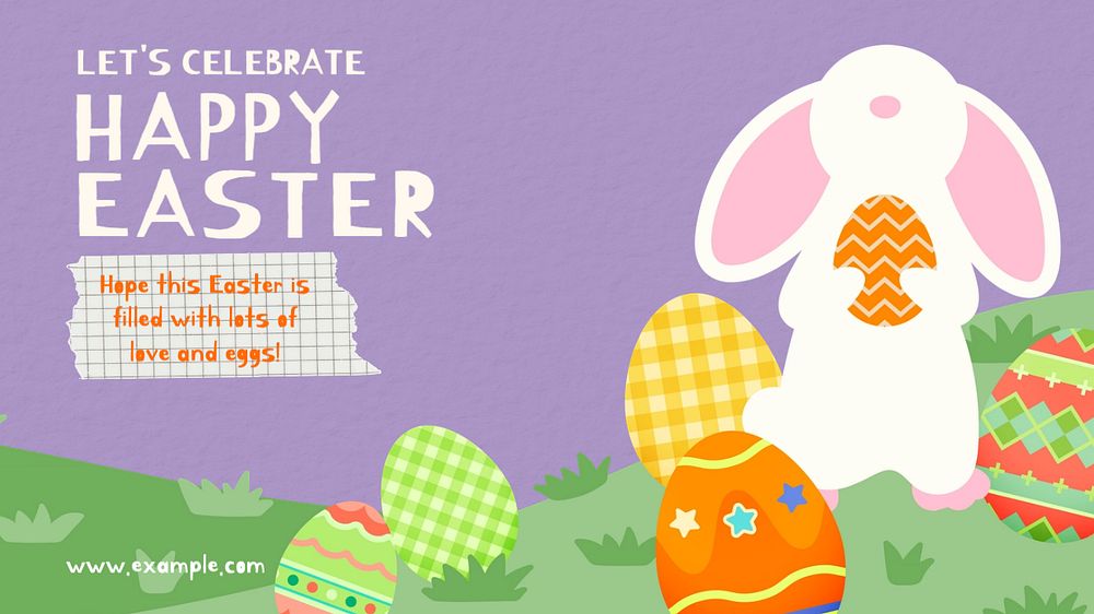 Happy Easter blog banner template, editable text