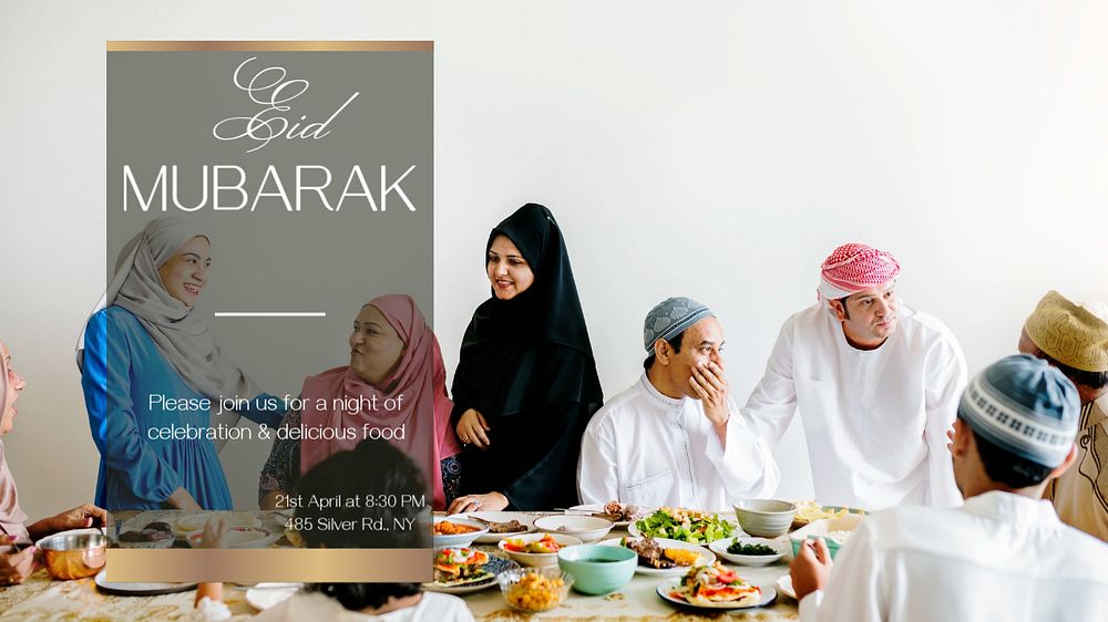 Eid Mubarak blog banner template, editable text