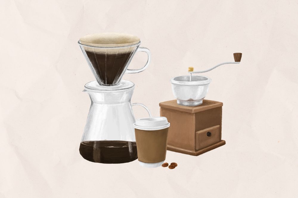 Homemade coffee, beige aesthetic background, editable design