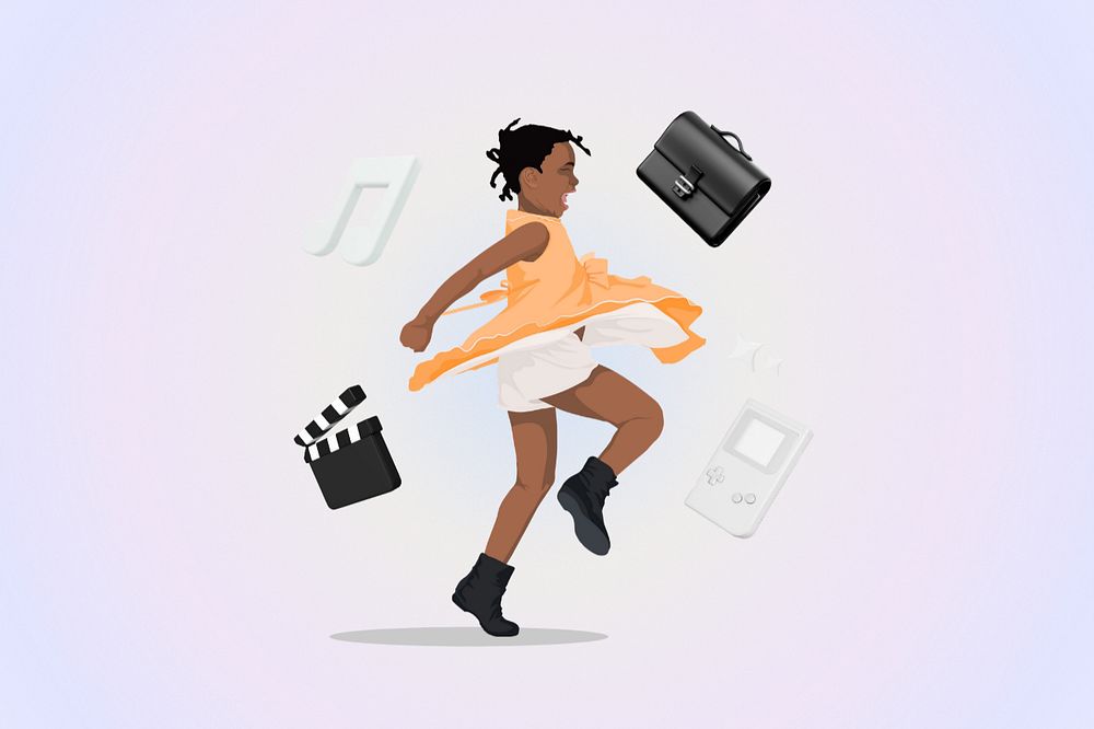 Kid music education 3D remix vector illustration