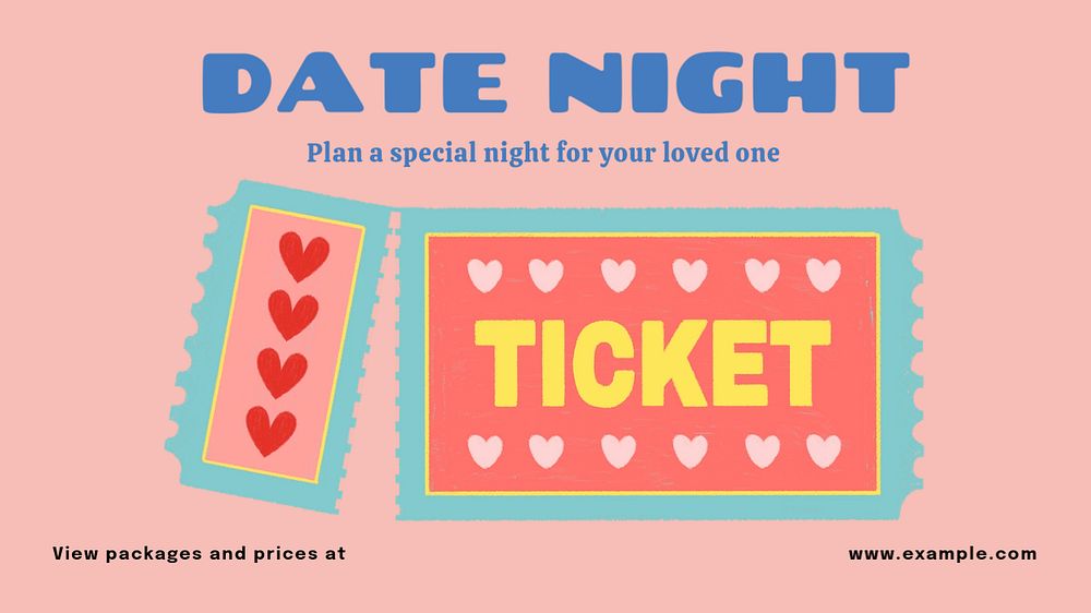 Date night blog banner template, editable text