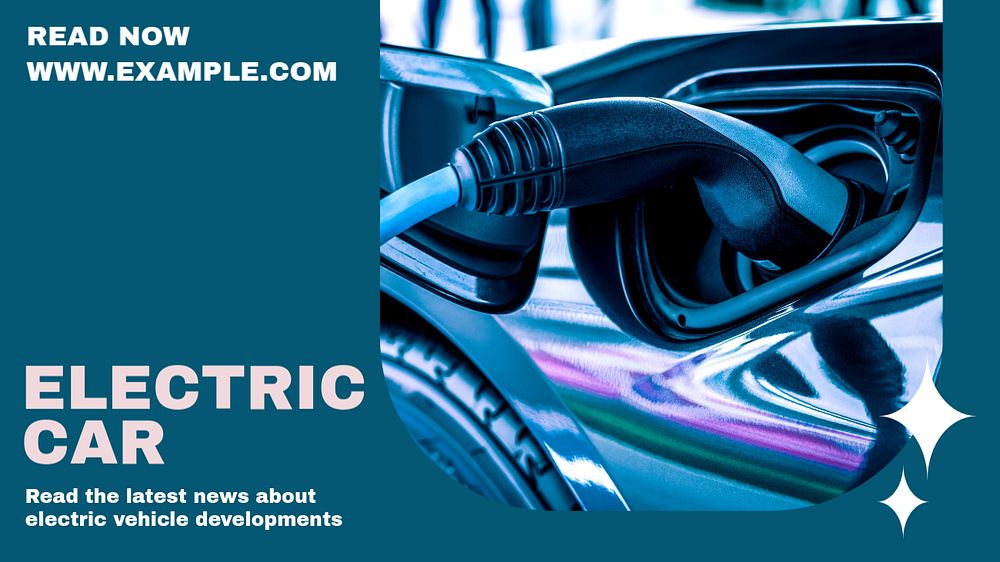 Electric car  blog banner template, editable text