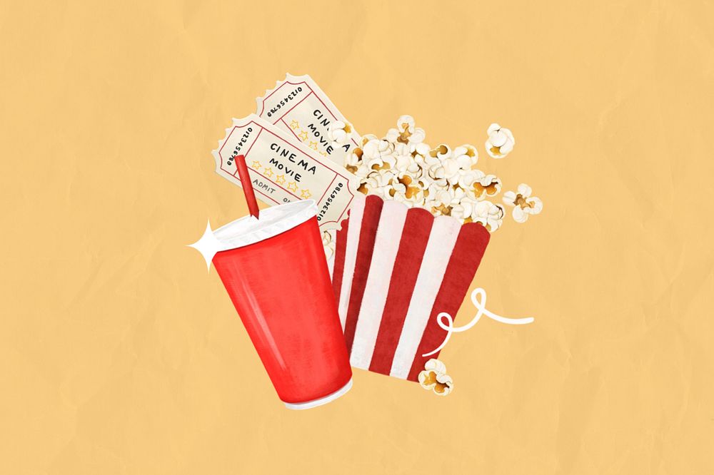 Yellow cinema entertainment illustration background, editable design