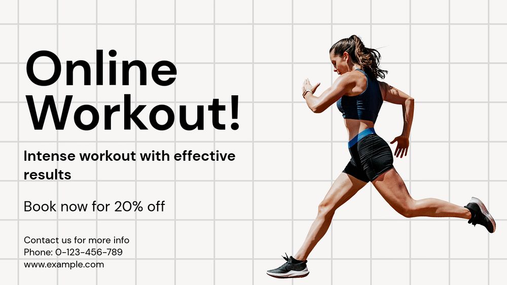 Online workout blog banner template, editable text