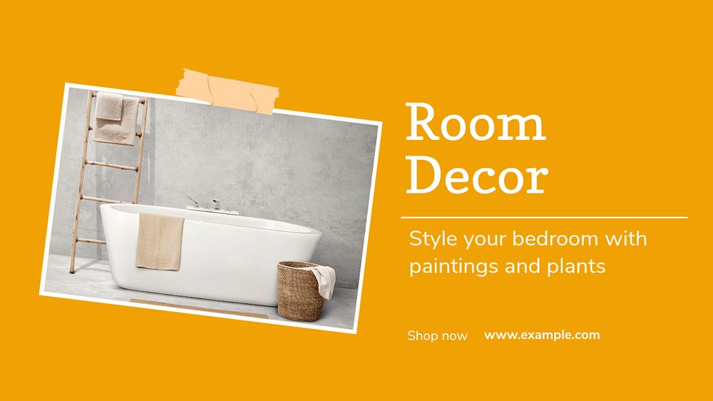 Room decoration blog banner template, editable text