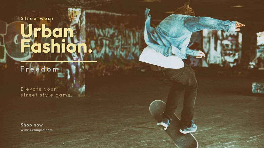 Urban fashion blog banner template, editable text