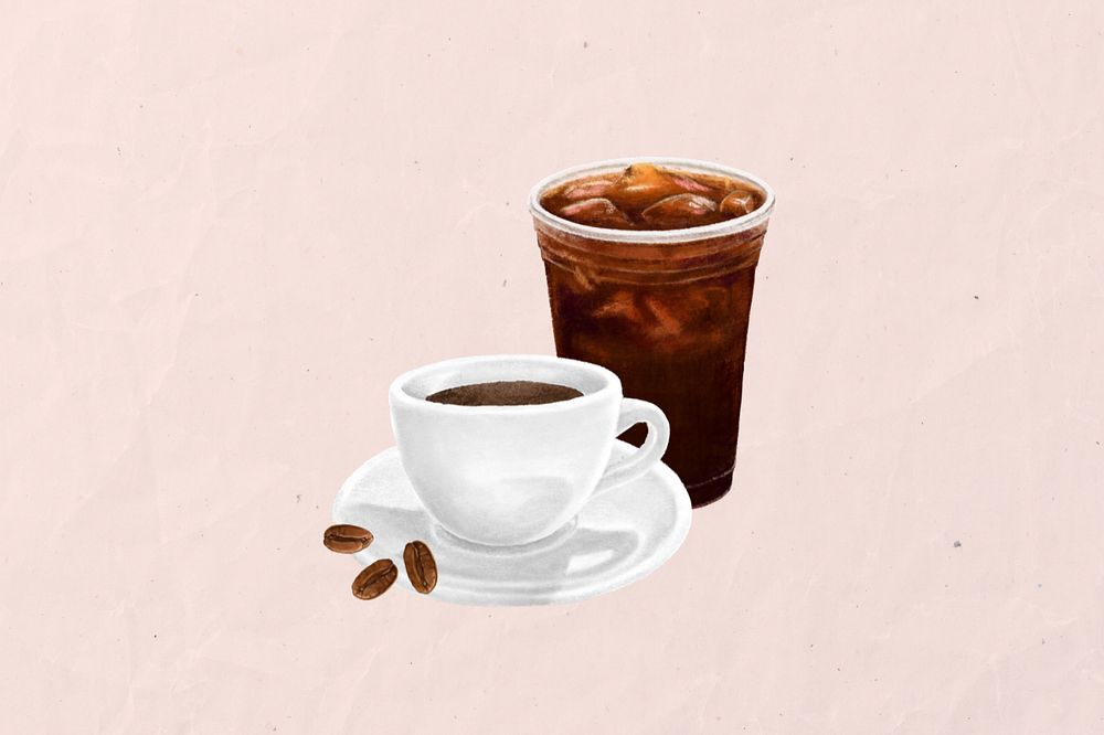 Cafe coffee, pink aesthetic background, editable design