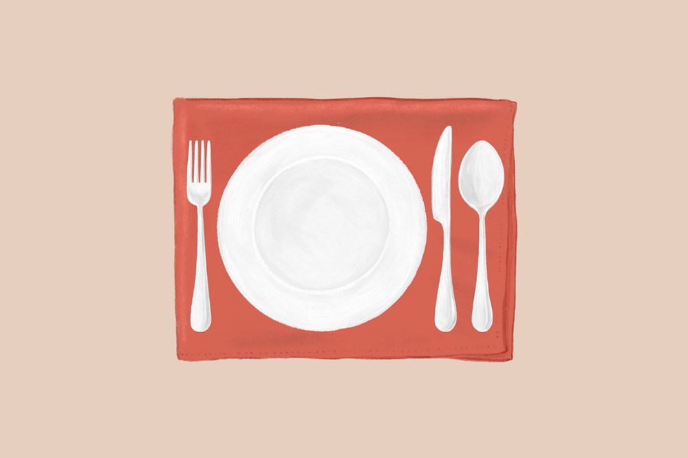 Table setting aesthetic illustration background, editable design