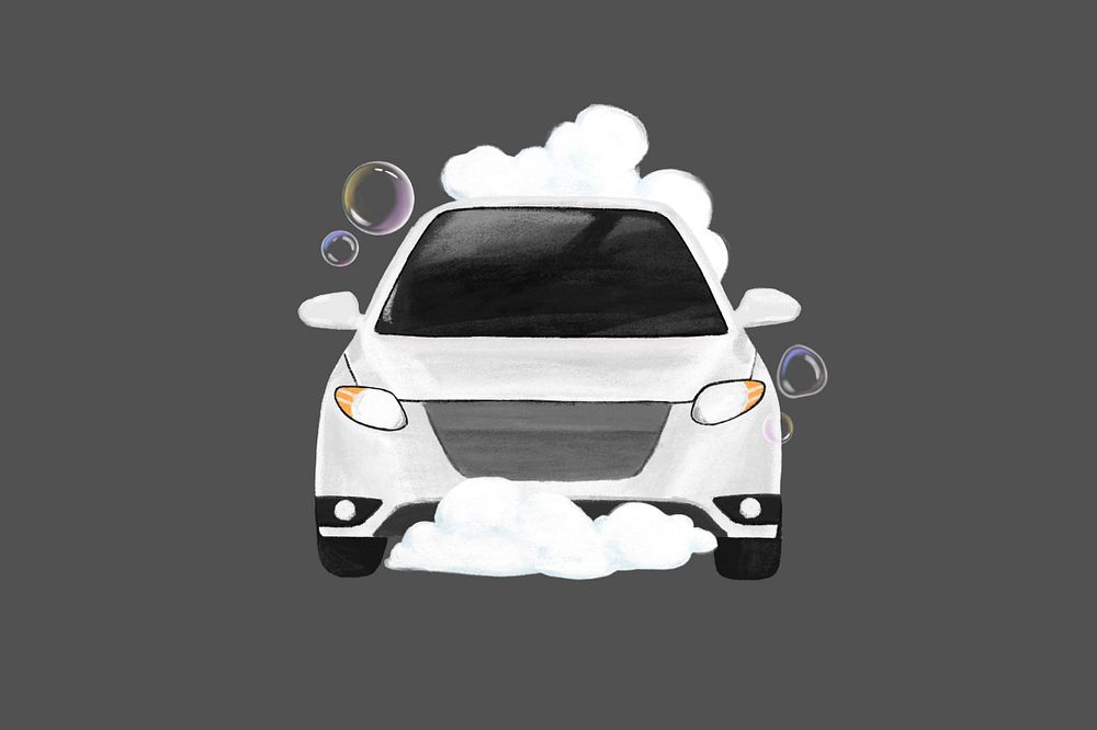 Car wash illustration black background, editable design