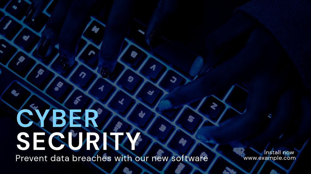 Cyber security blog banner template, editable text