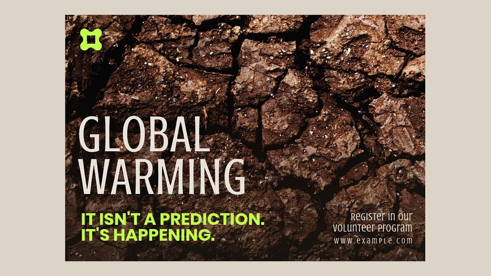 Global warming blog banner template, editable text