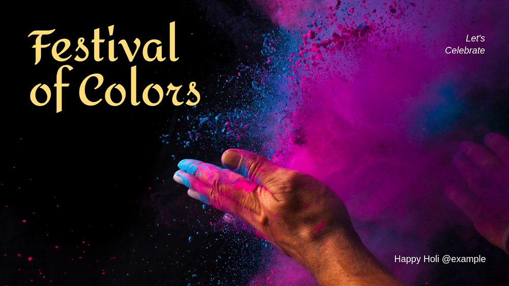 Holi festival blog banner template, editable text