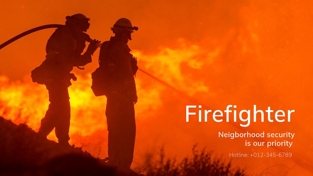 Firefighter service blog banner template, editable text