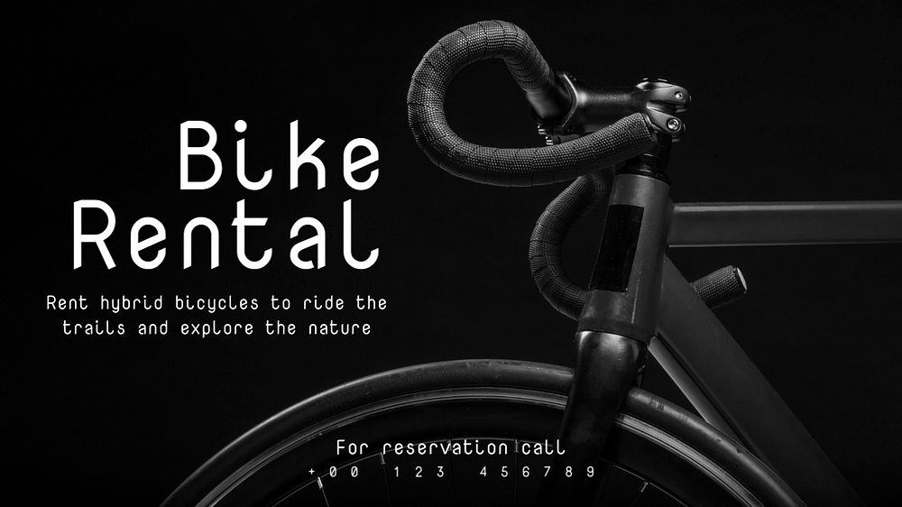 Bike rental blog banner template, editable text