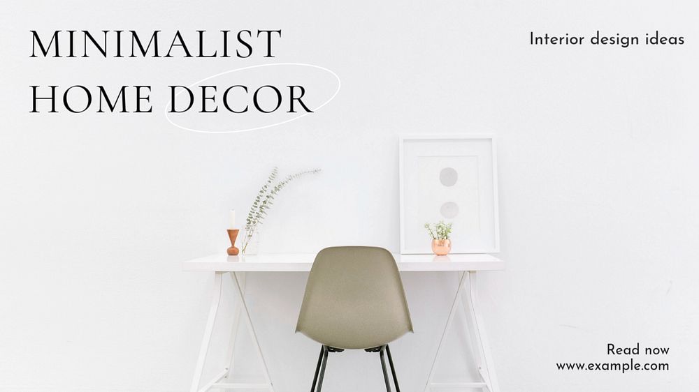 Minimalist home decor blog banner template, editable text