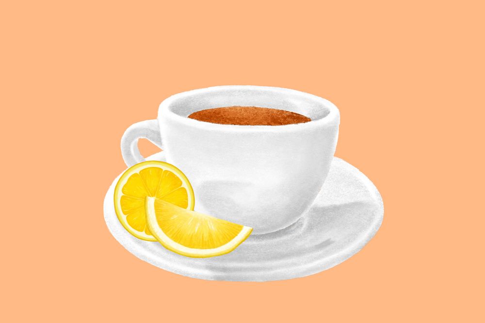 Lemon tea aesthetic illustration background, editable design