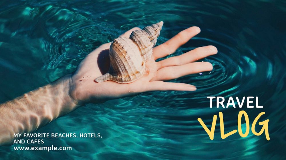 Travel vlog blog banner template, editable text