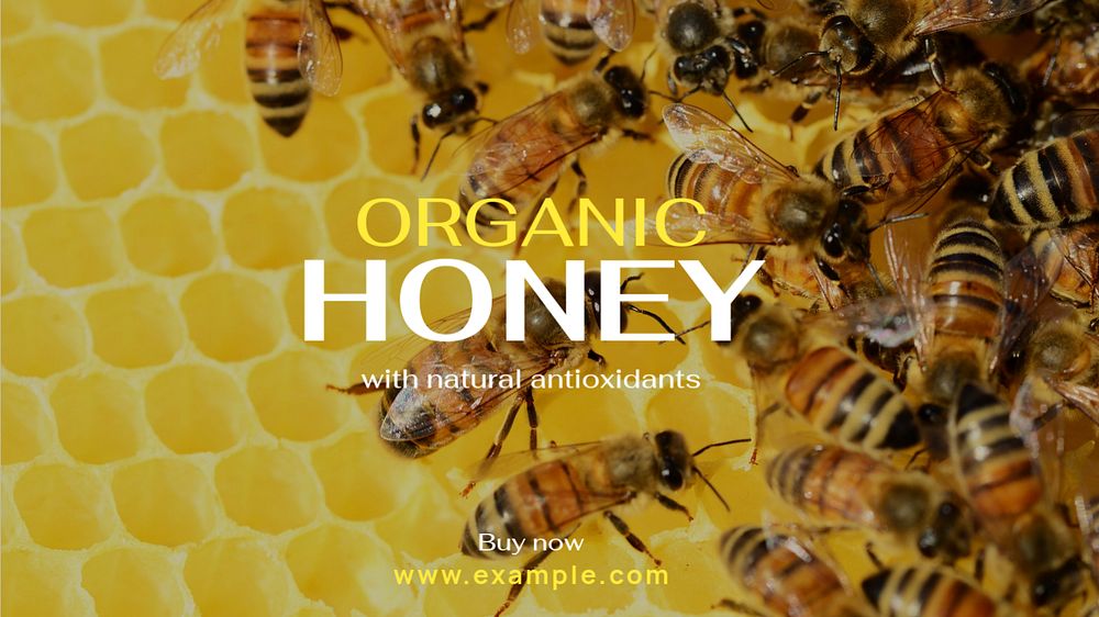 Organic honey blog banner template, editable text