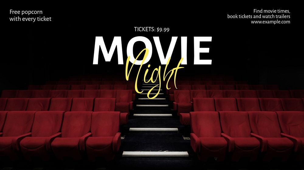 Movie night blog banner template, editable text