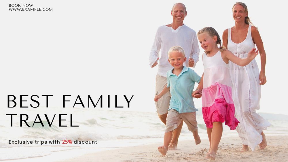 Family travel blog banner template, editable text